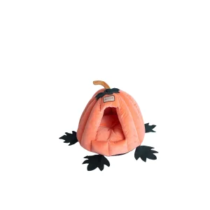 Armarkat Pumpkin Luxe Velvet Orange Covered Cat Bed