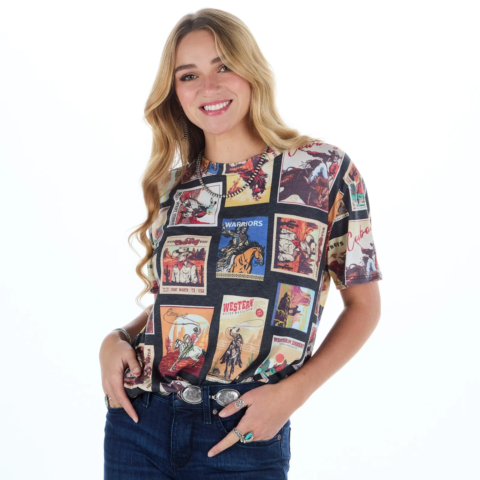 Avery Womens Vintage Western Print Tee - Image 2