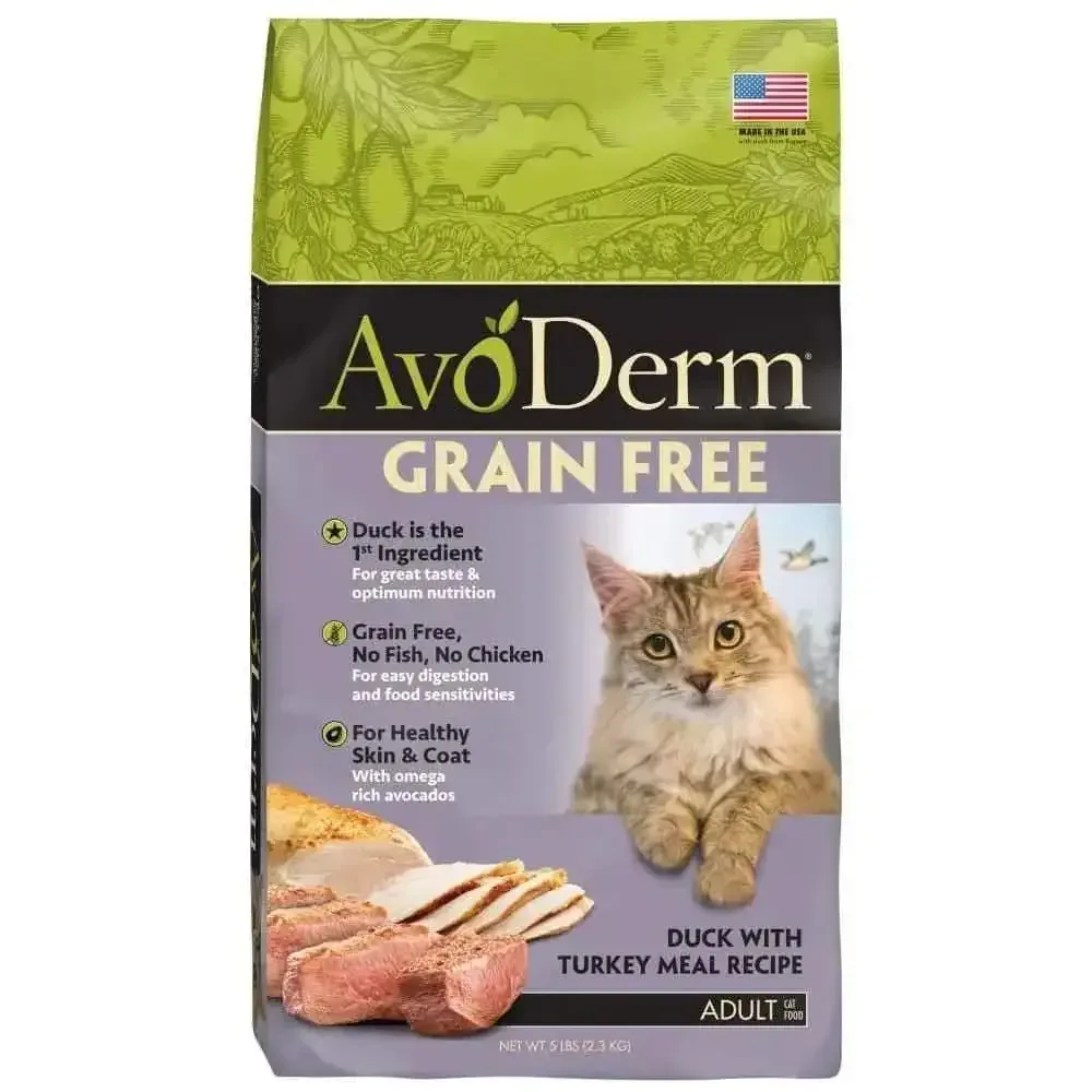 AvoDerm Dry Cat Food - Grain Free Duck Recipe for Healthy Skin