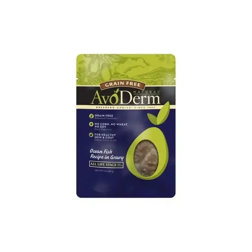 AvoDerm Grain Free Ocean Fis Recipe in Gravy Wet Cat Food Pouch 24ea/3oz