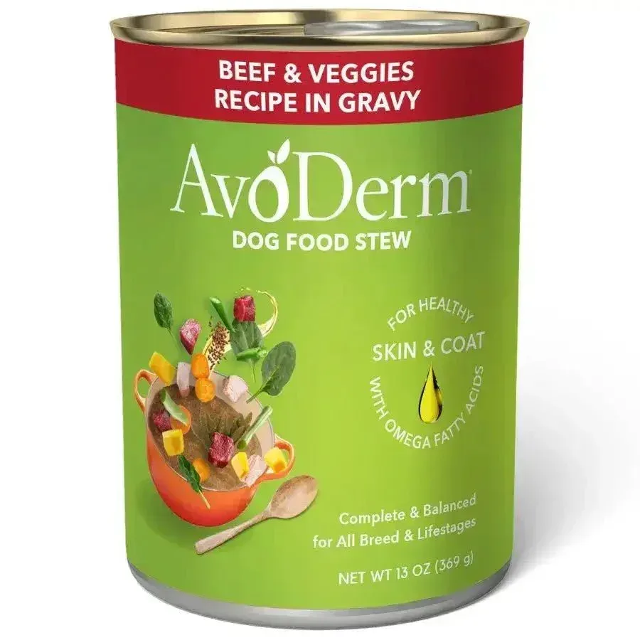 AvoDerm Natural Beef & Vegetables Stew Wet Dog Food – 12ea/13oz