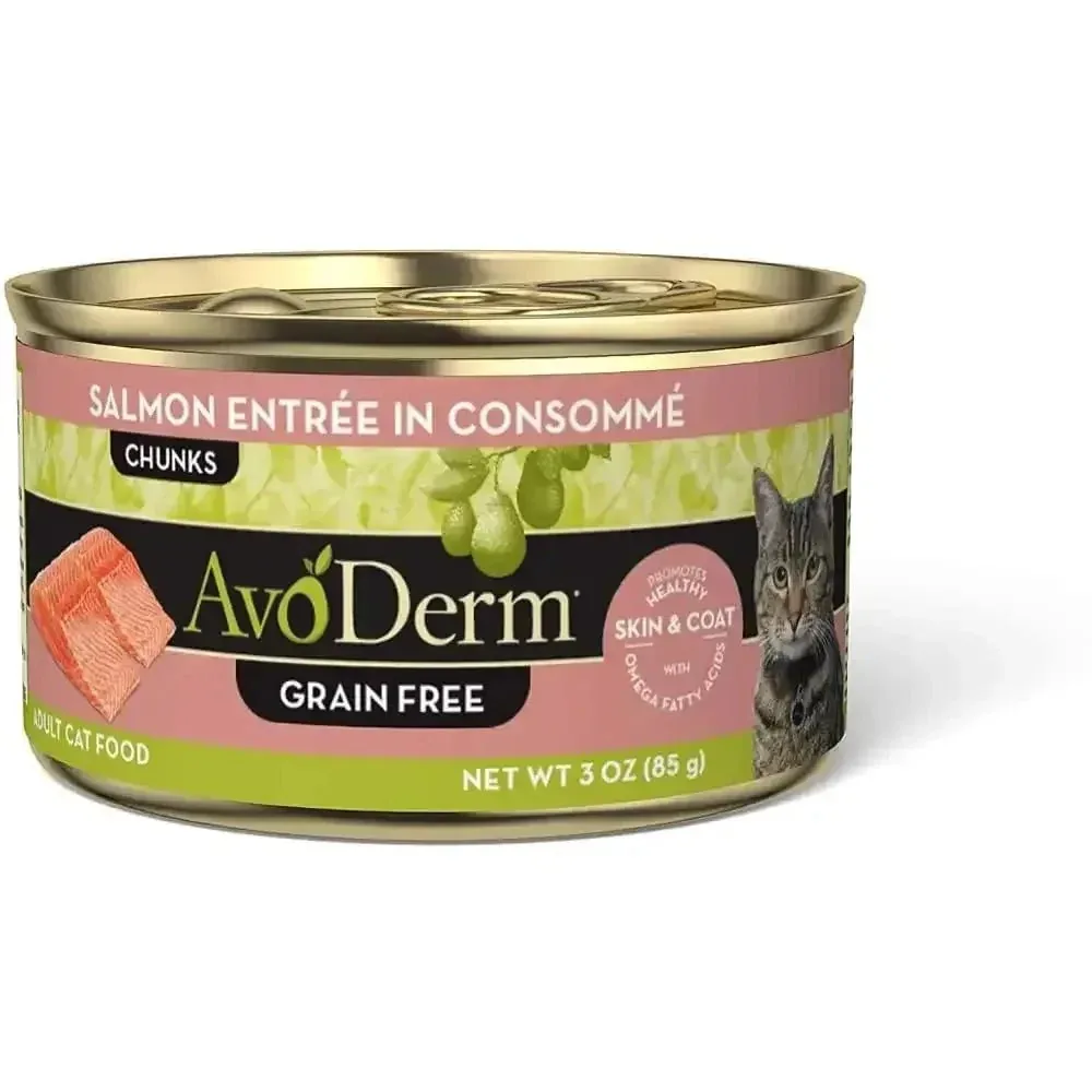 AvoDerm Natural Grain Free Salmon Entrée in Consommé Wet Cat Food 24 / 3 oz