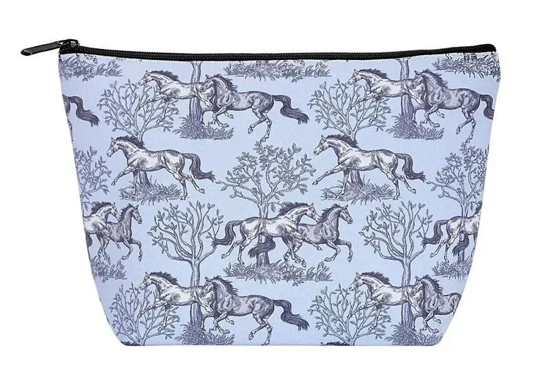 AWST Intl Lila Blue Toile Cosmetic Pouch
