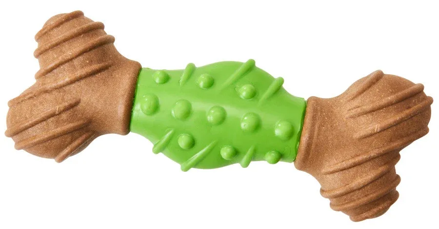 Bam-Bone Dental Bone Dog Toy Green/Brown, 6 in