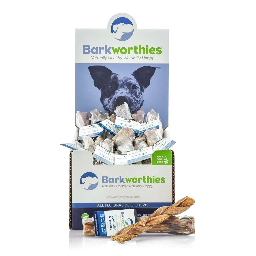Barkworthies Beef Gullet Braided 6in Shrink Wrap 24ct