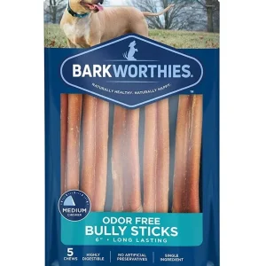Barkworthies Bully Stick Odor Free Dig Treat 5pk/ 6in