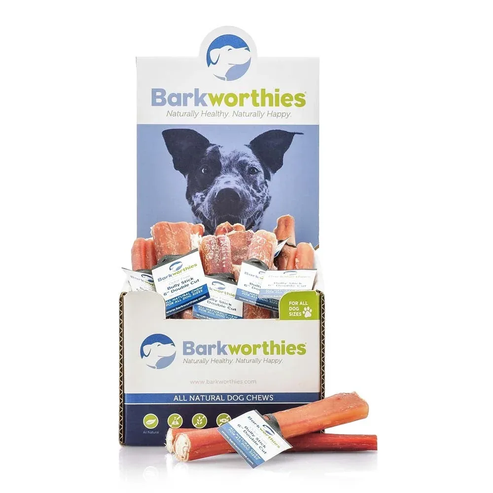 Barkworthies Bully Stick Odor Free Double Cut 6in/50ct