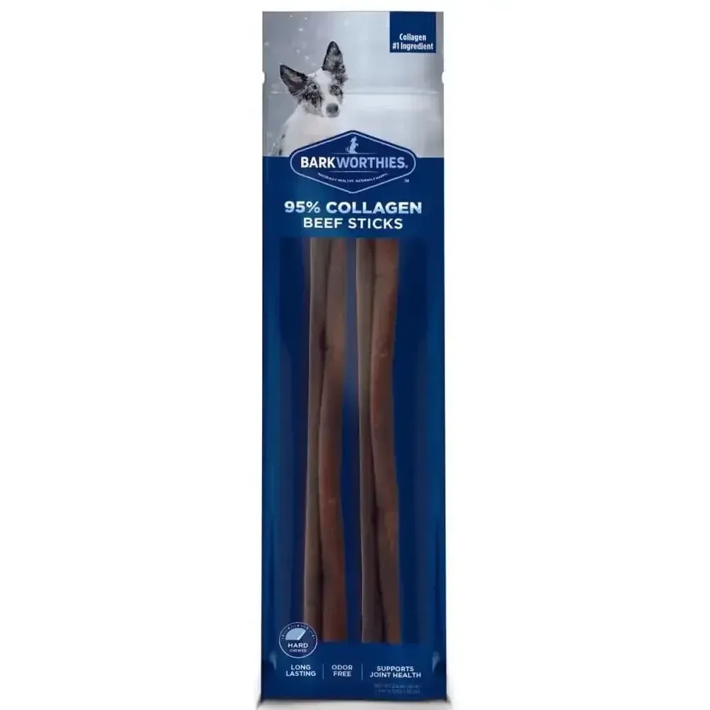 Barkworthies Collagen Beef Sticks Plain 12" 2pk