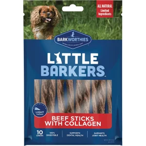 Barkworthies Little Barkers Beef Sticks with Collagen Dog Treat 10ct