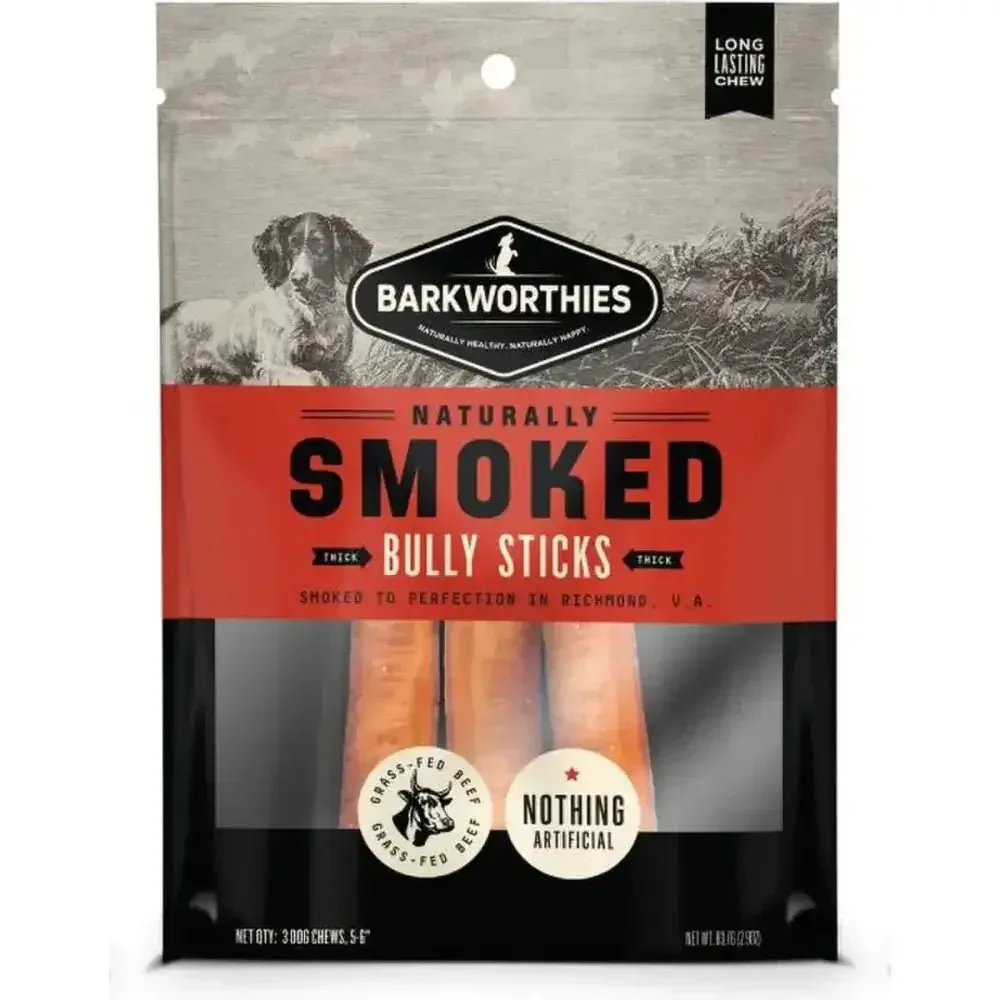 Barkworthies Smoked Bully 6" Dog Treats 3pk