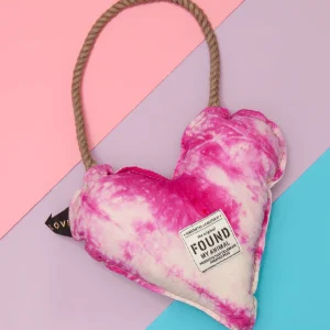 Batik Cotton Heart Dog Toy in Hot Pink (Made in the USA)