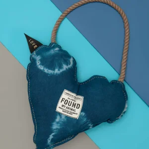 Batik Cotton Heart Dog Toy in Indigo (Made in the USA)