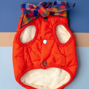Baxter Bandana Puffer Dog Vest in Orange