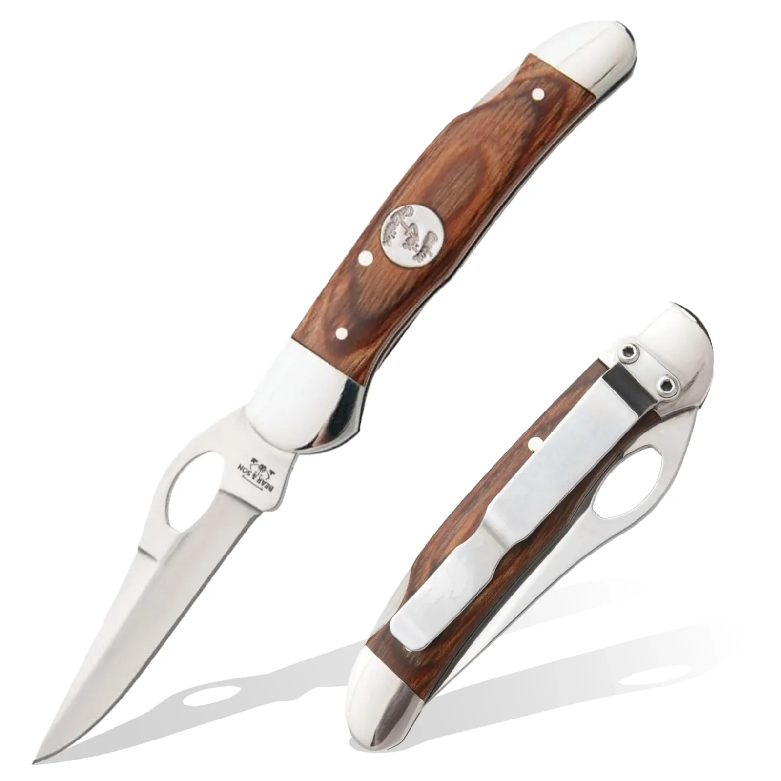 Bear And Son Cutlery Heritage Walnut Locking Cowhand Pocket Knife