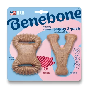 Benebones Benebone Puppy 2 Pack Chew Toys Bacon Flavor Dog Chew Toy