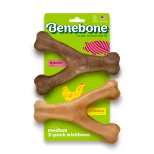 Benebone®Wishbone Durable Dog Chew Toy Bacon & Chicken - 2 Pack
