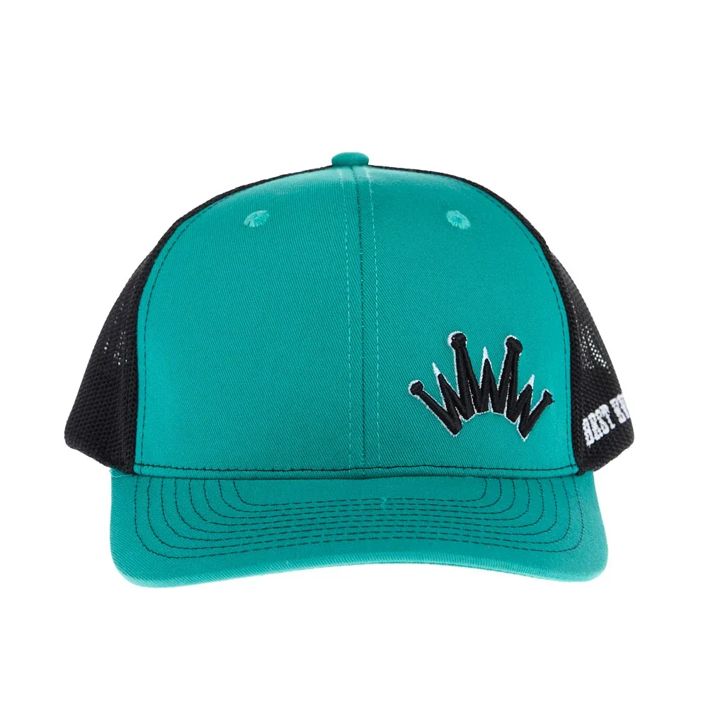 Best Ever Pads Turquoise Black Embroidered Crown Trucker Cap - Image 2