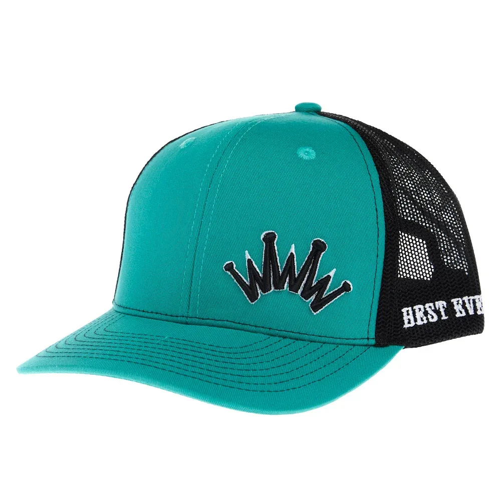 Best Ever Pads Turquoise Black Embroidered Crown Trucker Cap