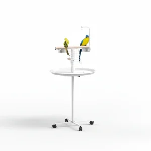 Bird Stand with Wheels, Perches, Feed Bowls, Round Tray for Parrot