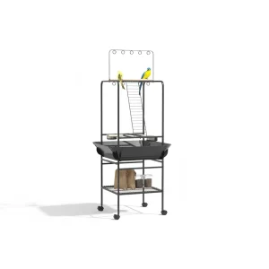 Bird Stand with Wheels, Perches, Stainless Steel Feed Bowls, Pull-Out Tray for Indoor Outdoor Small Parrot,