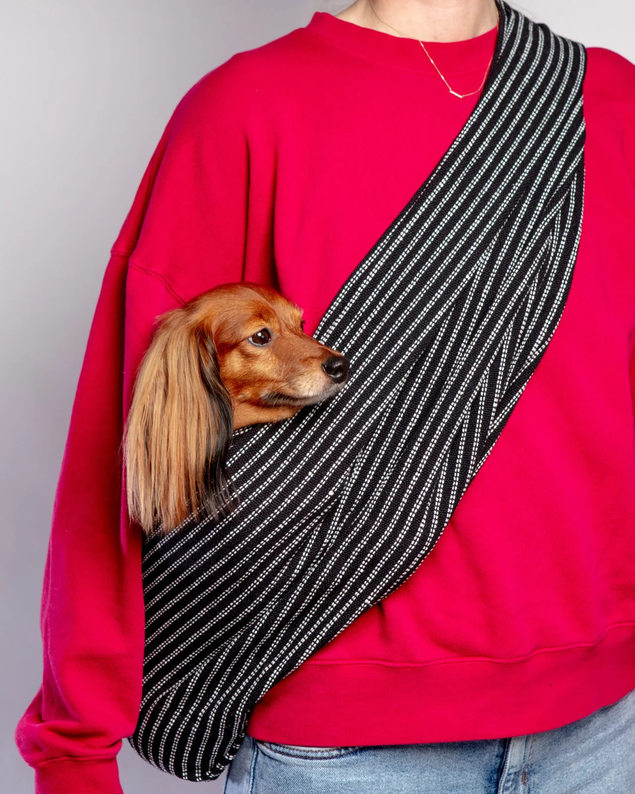 Black and White Pinstripe Woven Cotton Dog Sling
