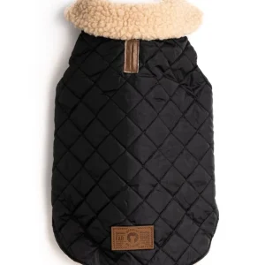 Black Quilted Faux Shearling Dog Coat (FINAL SALE)