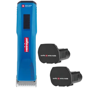 Blue Saphir Cordless Clipper with Two Batteries by Heiniger