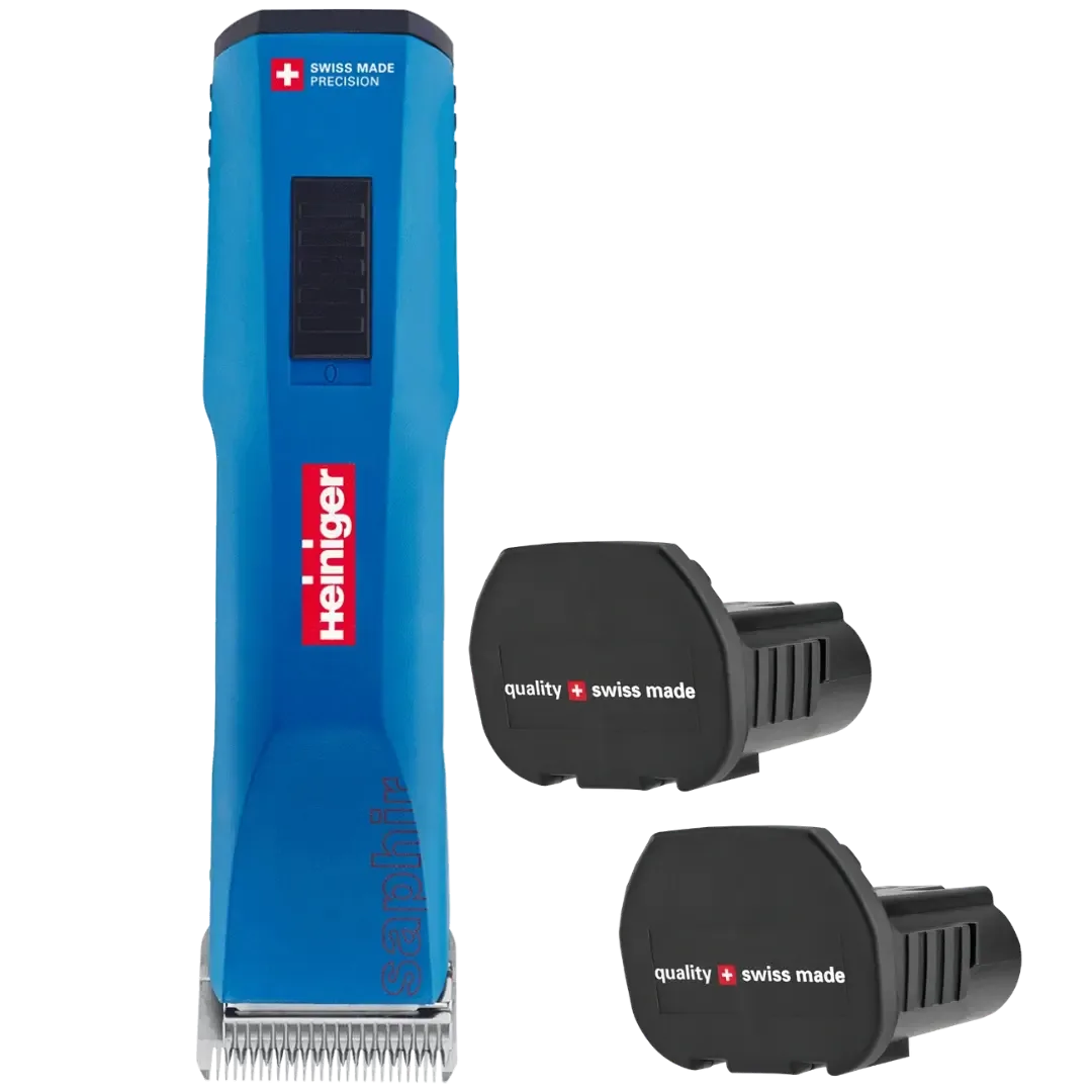 Blue Saphir Cordless Clipper with Two Batteries by Heiniger