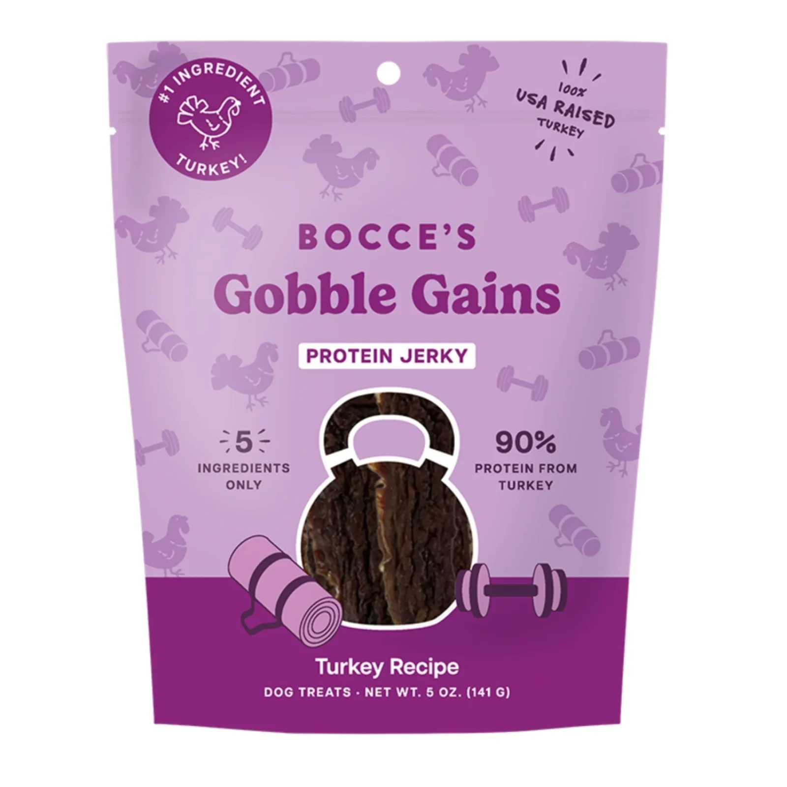 Bocce's Bakery Dog Jerky Protein Cuts Grain Free Gobble Gains 5oz.