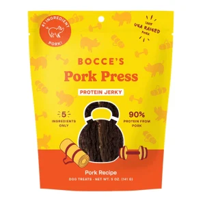 Bocce's Bakery Dog Jerky Protein Cuts Grain Free Pork Press 5oz.