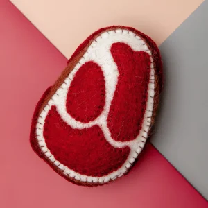 Boiled Wool Steak Dog Toy <>