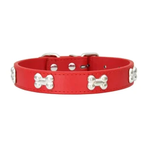 Bone Leather Durable Pet Dog Collars Puppy Pug Collars for Small Large Dog Chihuahua Cat Accessories Pet