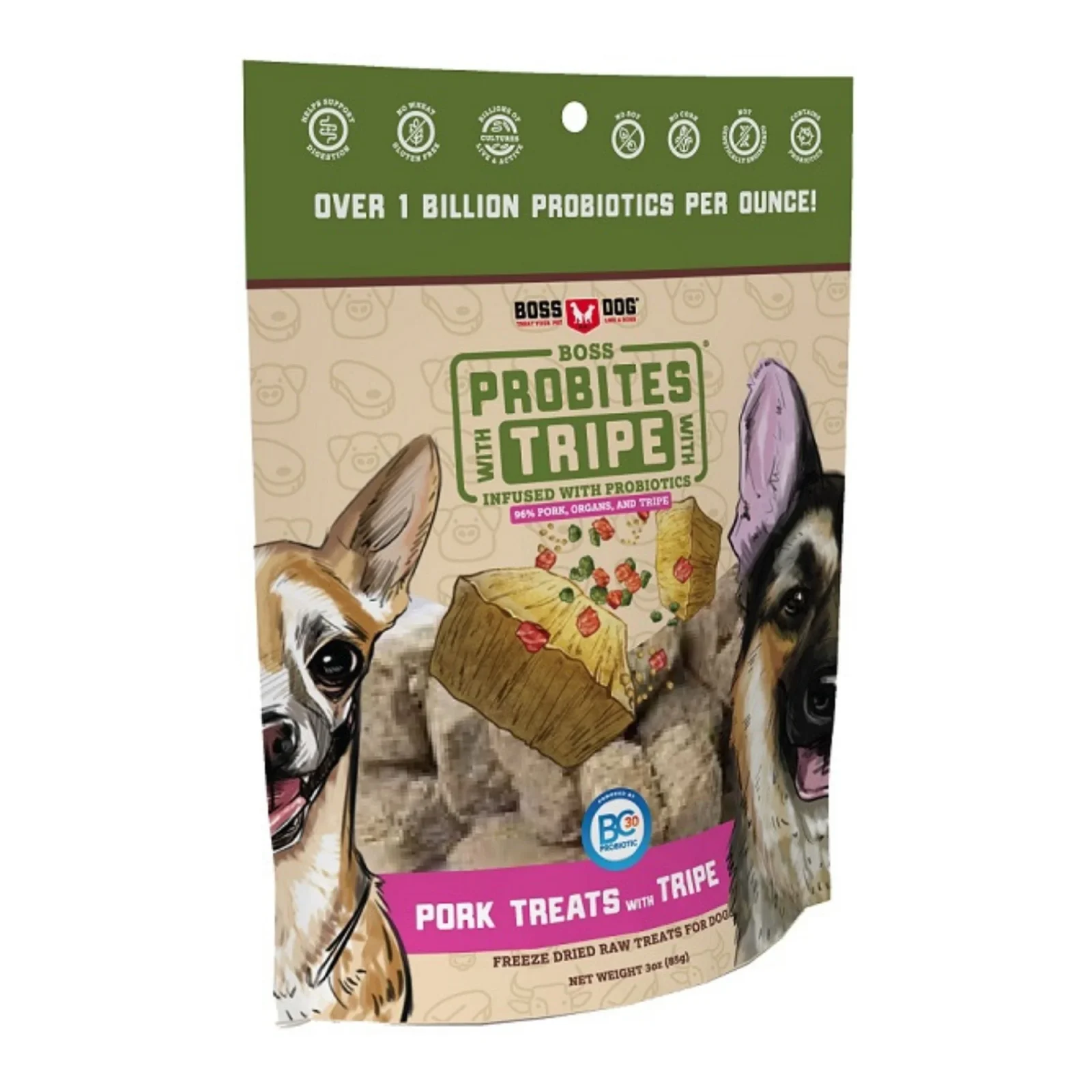 Boss Dog Probites Pork with Tripe 3oz. (Pack of 3)