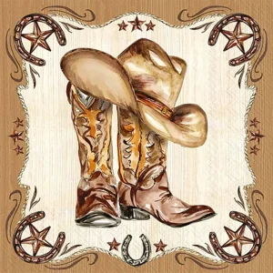 Boston International Western Leather Boots Cocktail Napkin