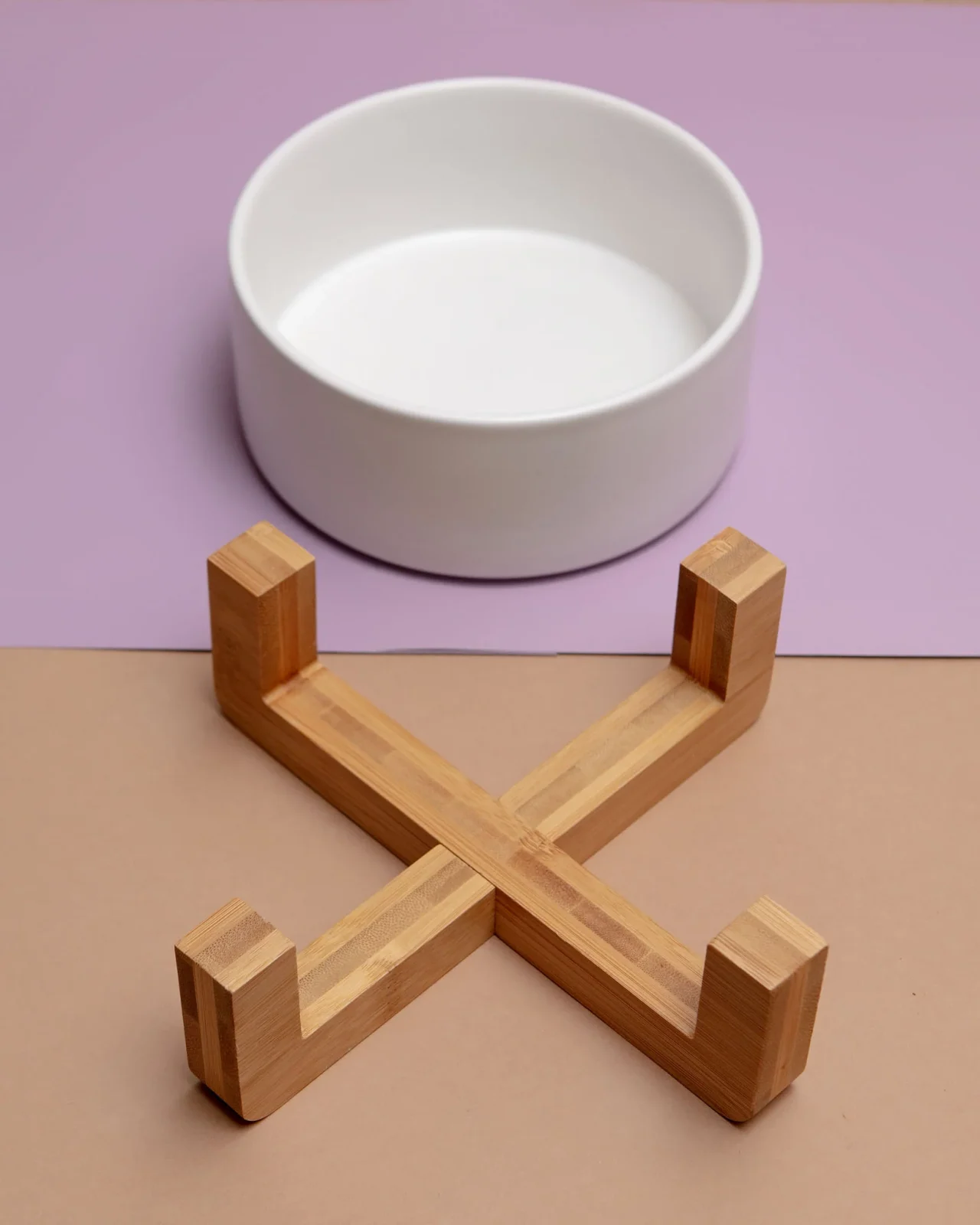 Bowl + Stand in Eggshell and Bamboo (Single) - Image 2