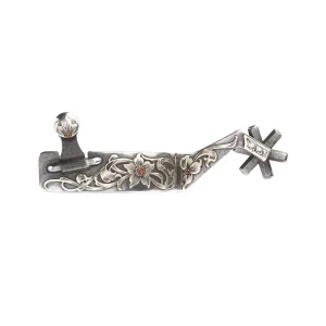 Brandon Anthony 1in Mounted Floral 6pt Rowel Spurs
