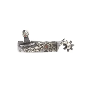Brandon Anthony 1in Mounted Floral 7pt Rowel Roping Spurs
