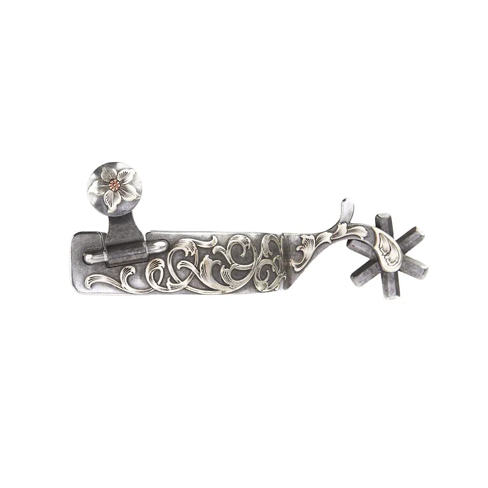 Brandon Anthony Bit & Spur Co. 1in Silver Scroll 6pt Rowel Spurs