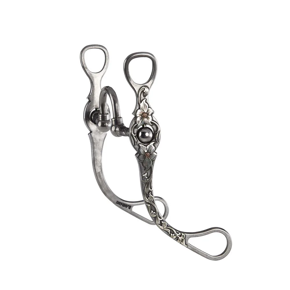 Brandon Anthony Bit & Spur Co. Slow Twist Ported rection Floral Shank Bit - Image 2