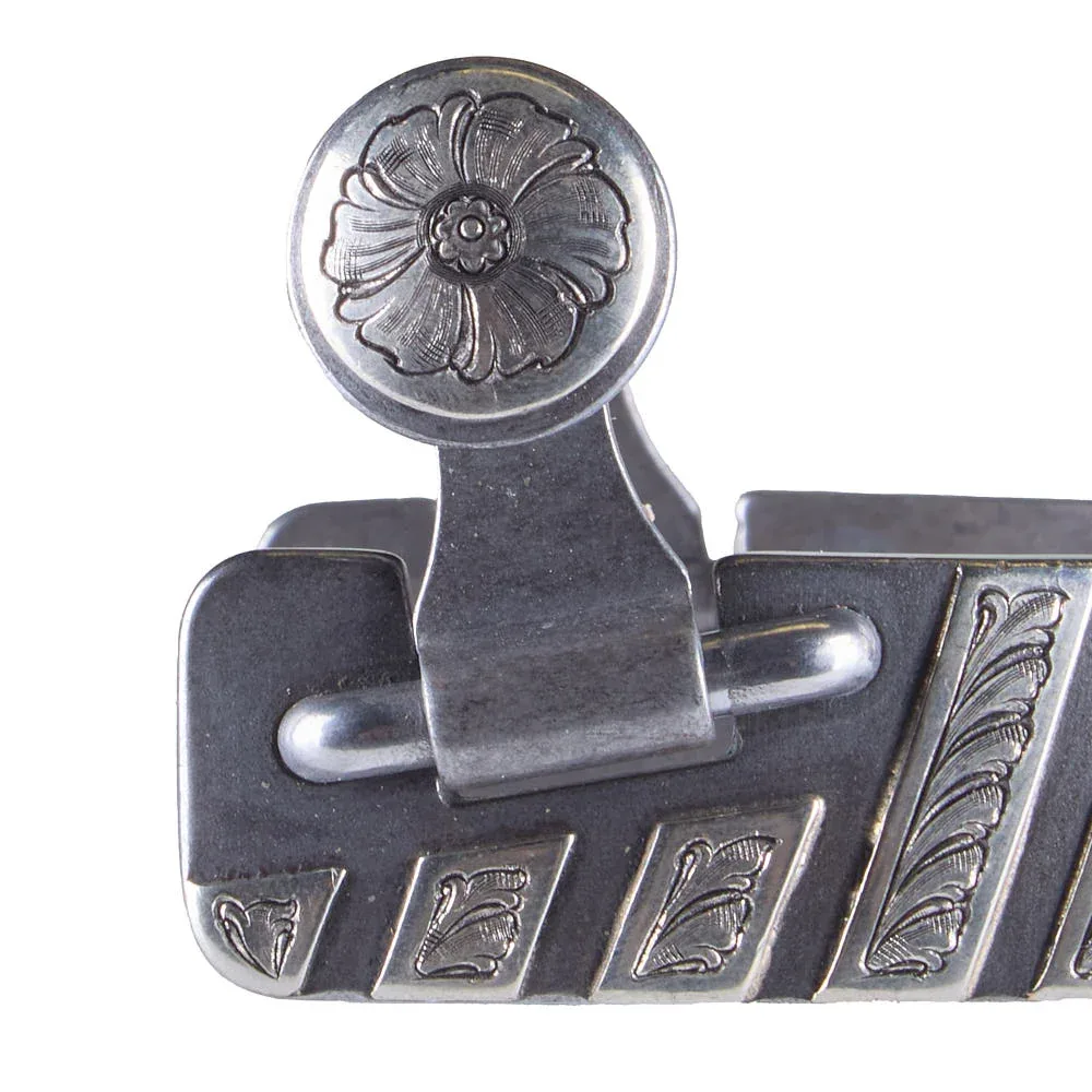 Brandon Anthony Engraved Silver Bar Men's Spurs with 9 Point Rowel - Image 2