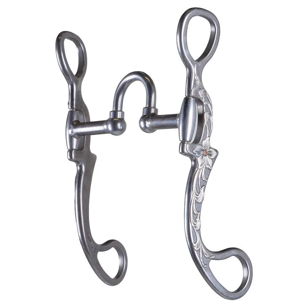 Brandon Anthony Engraved Silver Floral Correctional Port Shank Bit