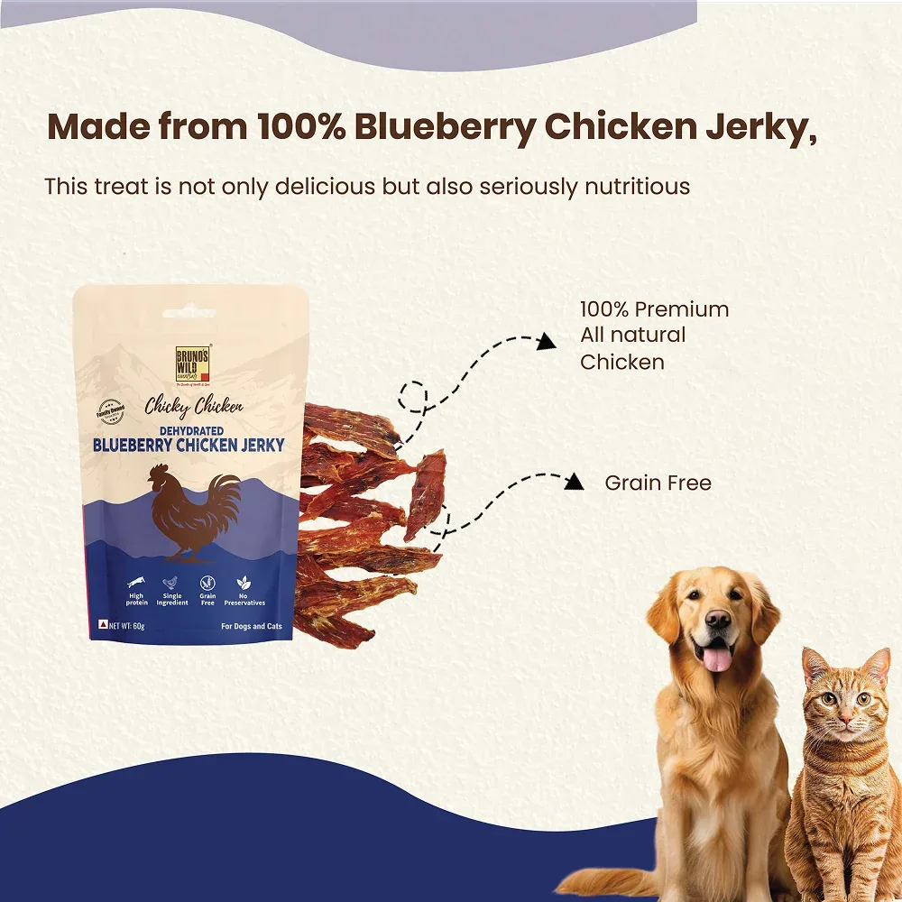 Bruno's Wild Essentials Chicky Chicken Blueberry Jerky Dog Treats - Image 2