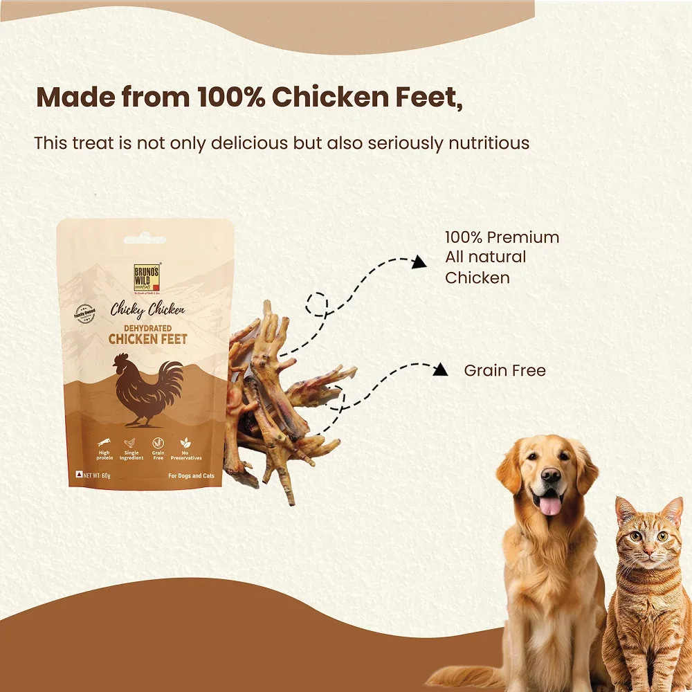 Bruno's Wild Essentials Chicky Chicken Feet Dehydrated Dog Treats - Image 2