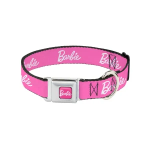Buckle-Down Mattel Barbie Signature Script Logo Seatbelt Dog Collar