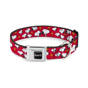 Buckle-Down Peanuts Snoopy Seatbelt Dog Collar, Red