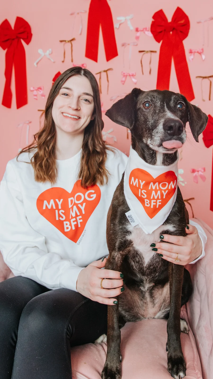 Bundle - BFF Valentine's Sweatshirt & Bandana (RED) - Image 2