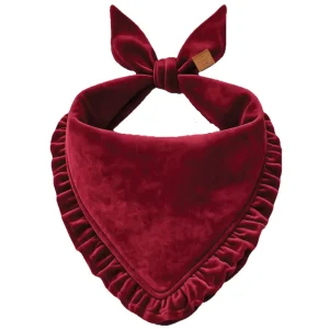 Burgundy Velvet Ruffled Dog Bandana
