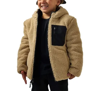 Burlebo Boy's Tan Mountain Fleece Reversible Jacket