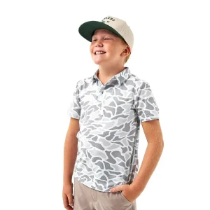 Burlebo Boy's White Camo Polo