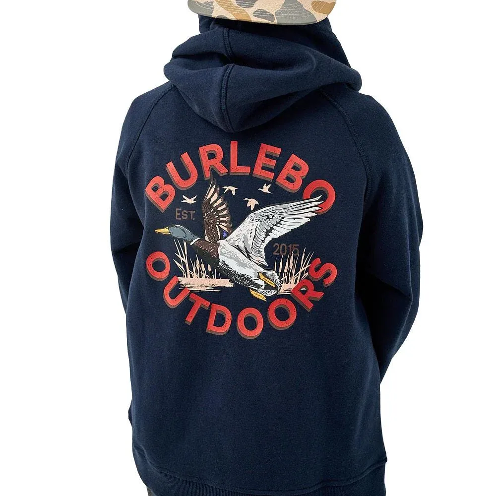 Burlebo Youth Old School Duck Hunt Navy Fleece Hoodie